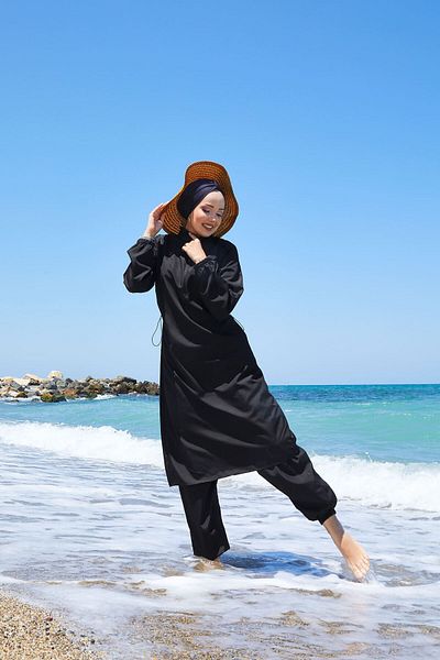 dilber fashion Bone and Bag Sports Cut Hijab Swimsuit Set