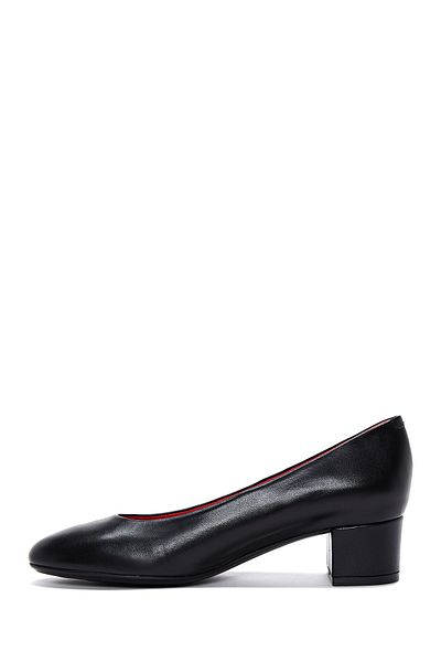 Derimod Gritti Women's Black Heeled Genuine Leather Thick Short Heeled Shoes 22Sfd110818