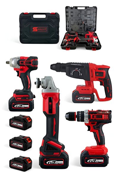 Solvit Şarjlı Somun Sökme&Kırıcı Delici&Matkap&Avuç Taşlama 4'Lü Set