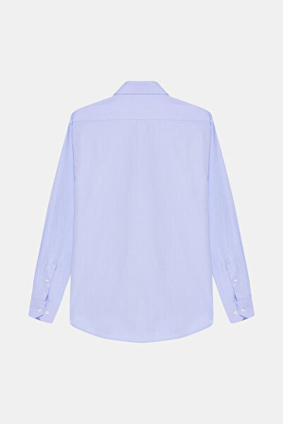 W Collection MAVİ UZUN KOLLU JAKARLI GÖMLEK