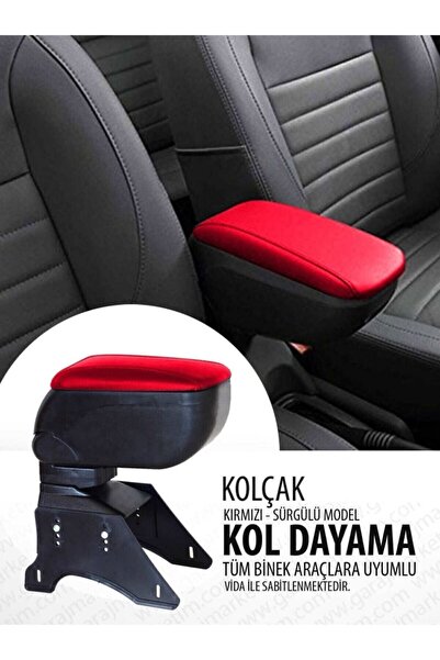 Genel Markalar Üniversal Sürgülü Kolçak Oto Kol Dayama Kırmızı.