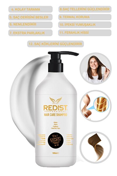Redist Saç Dökülme Karşıtı Hızlı Uzamaya Yardımcı Güçlendirici 12IN1 Biotin Set Vegan 1000 ml