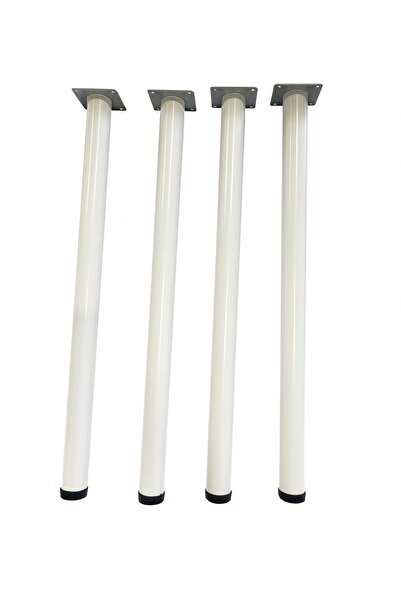 MOPPO Metal, Beyaz Boyalı, Alttan Ayarlanabilir 4'lü Masa Ayağı 71 cm