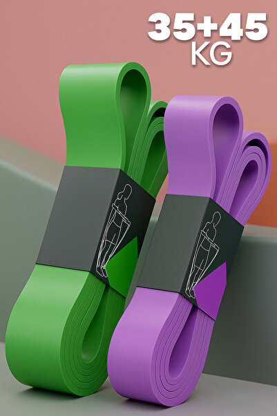 Venenon 2li SET 35+45 KG Direnç Bandı Seti Kas Geliştirme Lastiği Fitness Pil...
