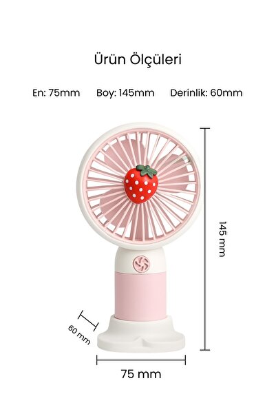 MetaForce Mini Fan Şarjlı Taşınabilir El Vantilatörü Telefon Standı Meyve Figürlü Usb Mini Fan 250Mah 5W Güçlü