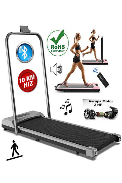 POBO Bluetoothlu Rampalı Koşu Bandı 2hp Yürüme Bandı 7 Katmanlı Uzaktan Kuman...