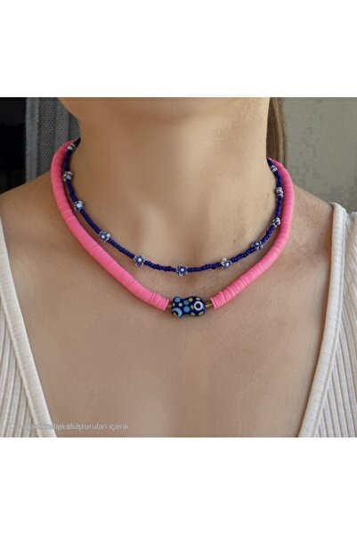 Pinkimaj مجموعة قلادة من الخرز مكونة من قطعتين (هدية خاتم من الخرز)