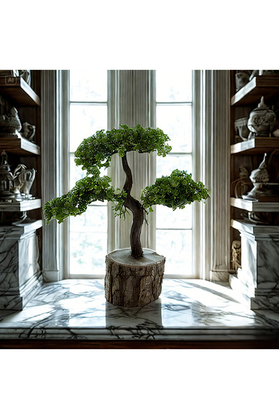 Lineva Doğal Kütük Üstü Yapay Bonsai Ağacı