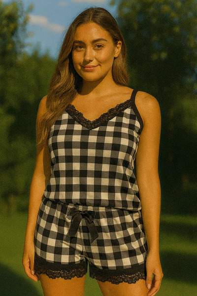 Lady Queen Σετ πιτζάμες με γυναικείο σορτς από βισκόζη με δαχτυλίδι lycra