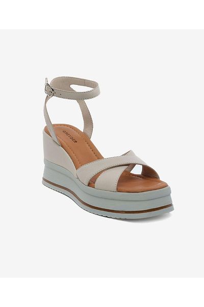 Greyder Sandale cu toc din piele naturală albă pentru femei 5Y2FS59260