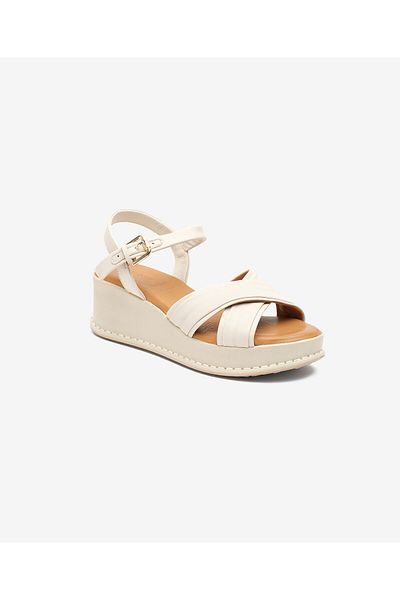 Greyder Sandale cu toc din piele naturală albă pentru femei 5Y2CS59263