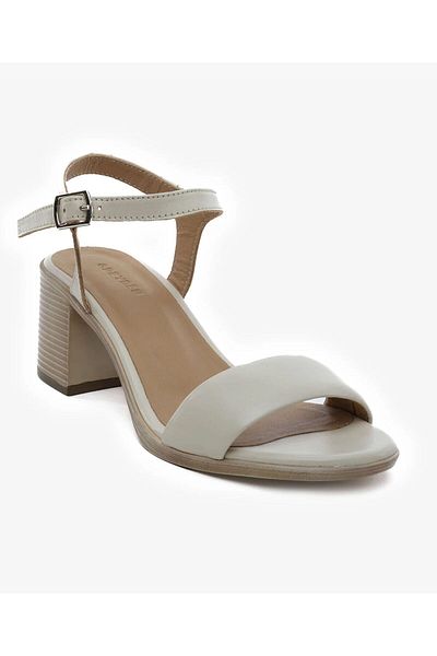Greyder Women's Beige Genuine Leather Heeled Sandals 5Y2Cs59043