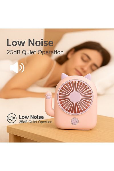 Generic Handheld Fan Big Wind And Mute Student USB Charging Long Battery Life And Portable Outdoor Fan Pink