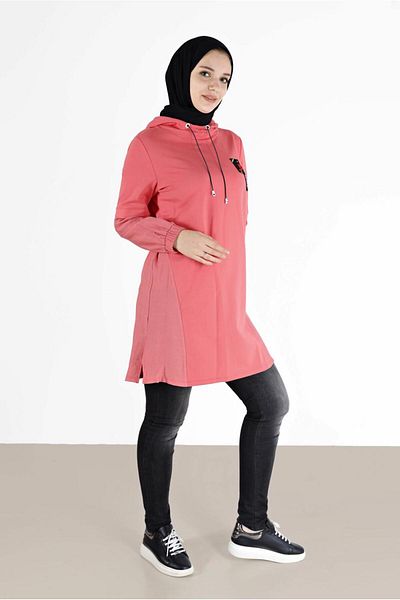 Alvina Elastic Hooded Tunic with Cuffs 41683