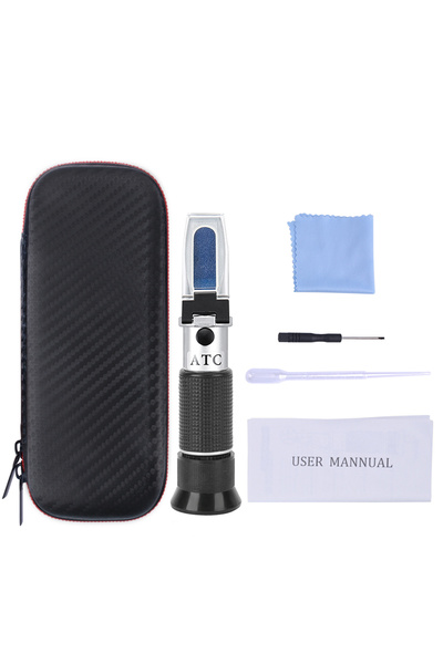 Choice جهاز قياس انكسار نبيذ العنب 3 في 1، صندوق جلدي، 0-25% كحول، 0-40% بريك...