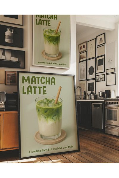 Nuqta Modern Matcha Latte Canvas Painting 60x40cm