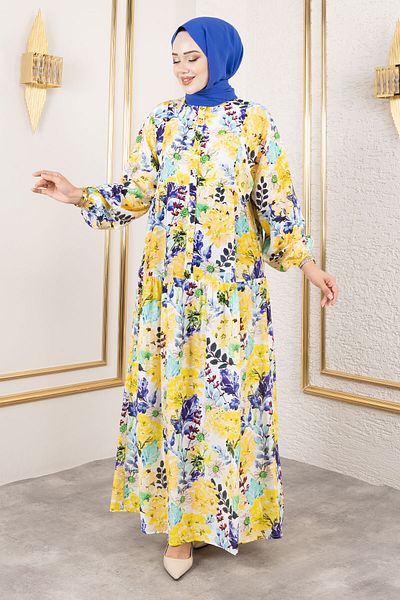 Tesettür Dünyası Lamia Dress Tsd250211 Yellow