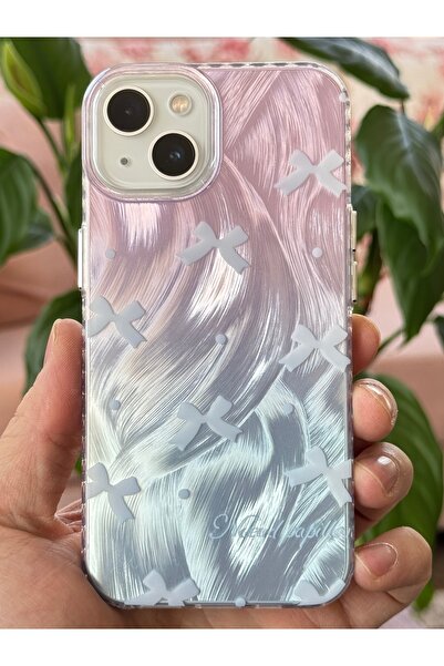 Fibaks iPhone 14 Plus / 15 Plus Case Shiny Bow Pattern Shock Absorbing Camera Protruding Colorful Silicone