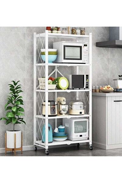 Un رفوف تخزين معدنية 5 دور قابلة للطي متعددة الاستخدامات مع عجلات - مثالية لل...