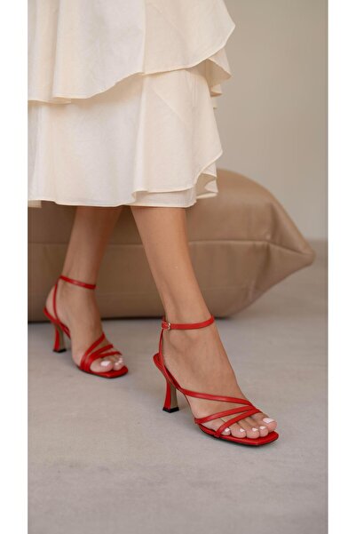 ECENİN BUTİĞİ Tobias Kırmızı   Hakiki Deri   Topuklu Ayakkabı