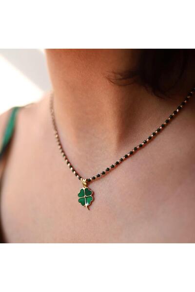 ByGoldenHouse Yeşim Yıldız Taşlı Yonca Kolye