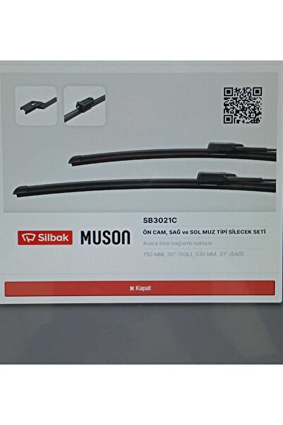 Silbak FORD TRANSİT V363 ÖN SİLECEK SÜPÜRGE TAKIMI MUZ TİPİ (SOL 750MM -SAĞ 530MM) -BK3J S17528 AA -SB3021C