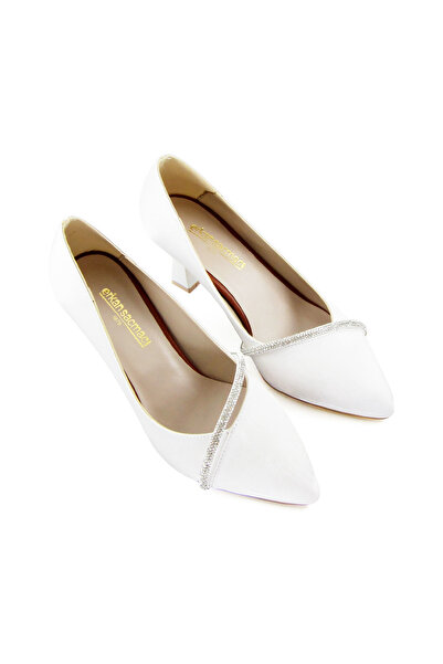 Erkan Saçmacı Shimeca Satin Stone Pointed Toe Thin Heeled Evening Dress Shoes