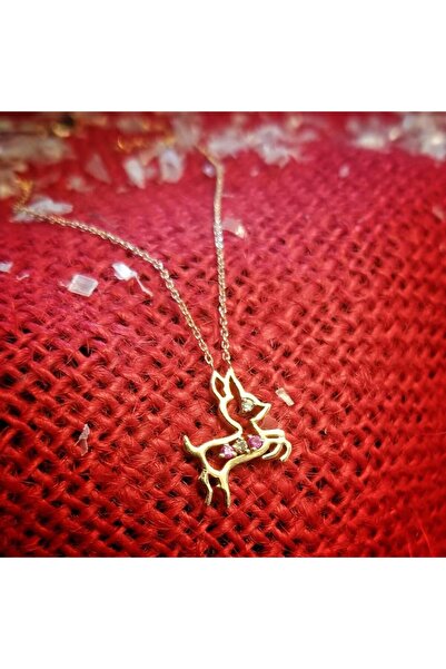 ByGoldenHouse Pırlantalı Yavru Ceylan Kolye