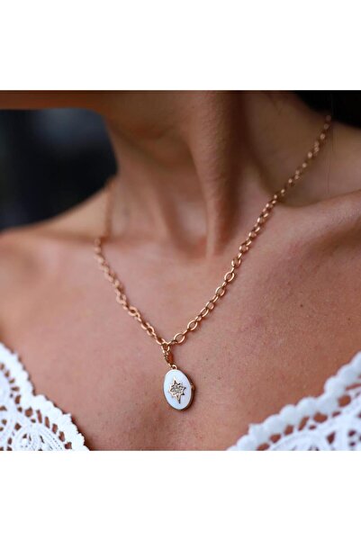 ByGoldenHouse Halka Zincir Kapaklı Madalyon Kolye