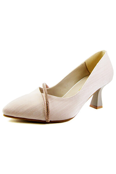 Erkan Saçmacı Shimeca Ten Satin Stone Pointed Toe Thin Heeled Evening Dress Shoes