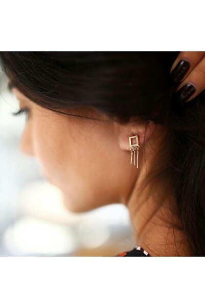 ByGoldenHouse Çubuk Salllantılı Kare Küpe