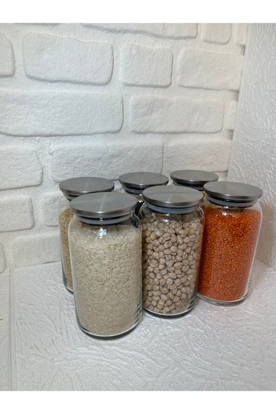 LİNGO HOME 6 Pieces of 1.3 Liter Stainless Vacuum Jars with Metal Lids - Storage Container - 22 * 10 cm