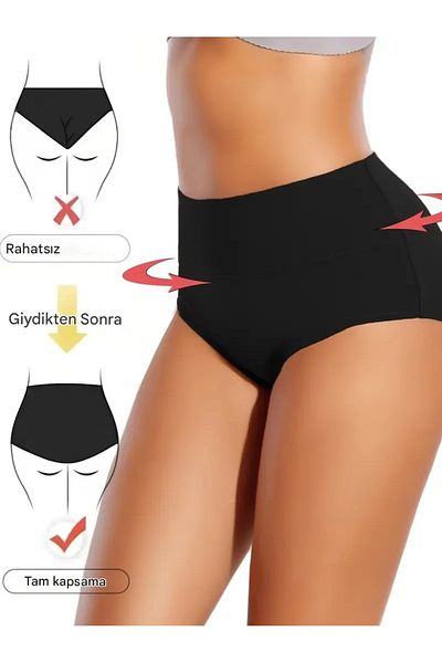 giyindegel 2 Skin 1 Black Washable Menstrual Underwear for Women – Leak-Proof Menstrual Panties Suitable for Night Use