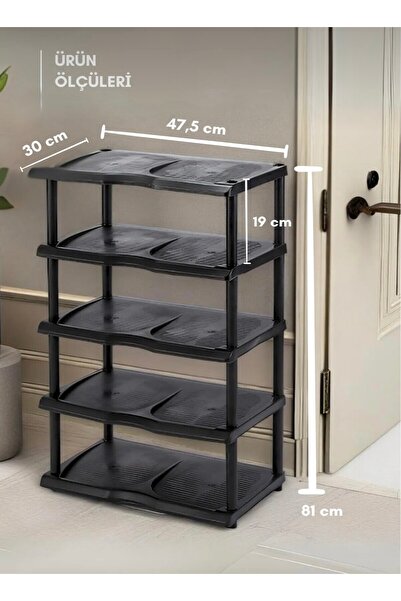 ALY DURU 5 Katlı Plastik Ayakkabılık - Bölmeli Ayakkabı Rafı Düzenleyici