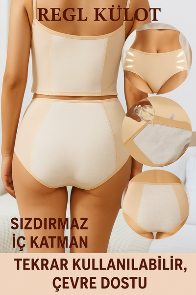 Sh Mağazacılık Chiloți menstruali pentru femei cu talie înaltă Single Skin – Lenjerie de corp menstruală rezistentă la scurgeri, lavabilă, cu croiala confortabilă