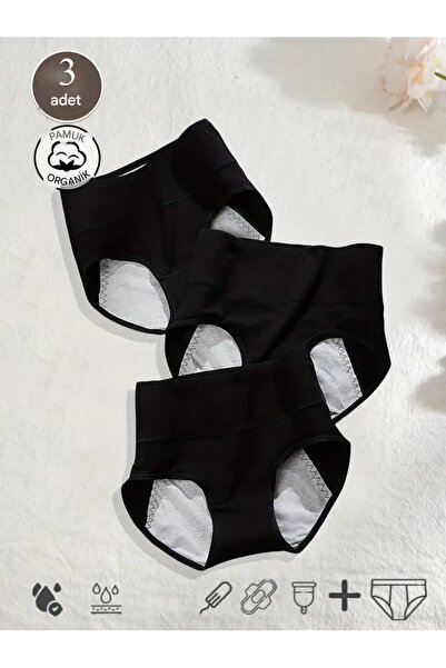 critic man 3'lü SiyahSüper Emici Sızdırmaz Kadın Regl Külodu – Yıkanabilir, G...