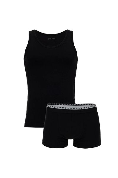Pierre Cardin Men's Black Singlet and Boxer Set of 2, Modal & Cotton & Lycra