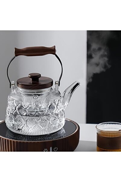 ELZEY HOME Akasya Kapaklı Süzgeçli Dekoratif Demlik 1000 ml