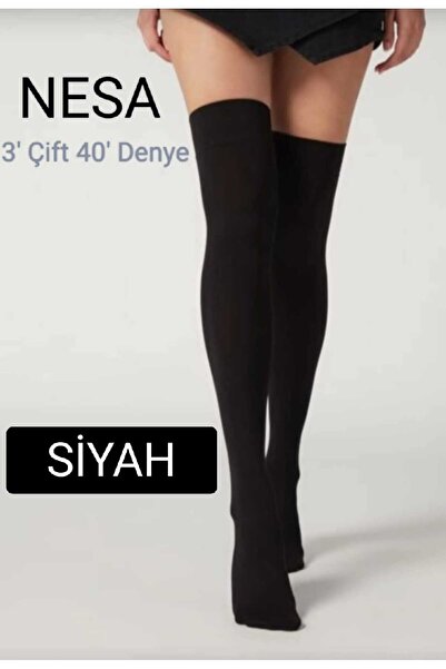 NESA 3' Çift Öğretmen Çorabı 40'den Dizüstü Tül Çorap -500* Siyah