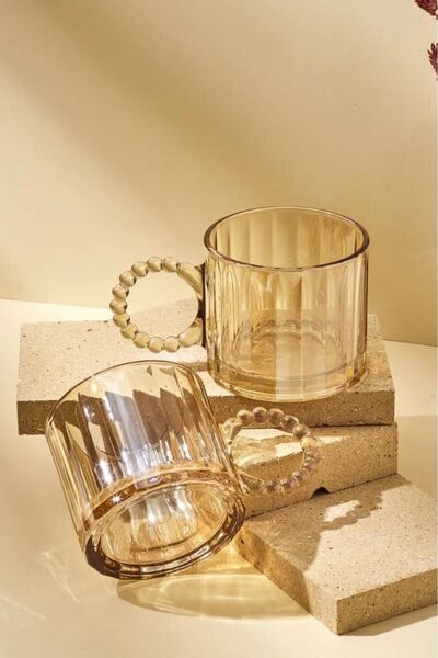 Perotti Ringo Line Amber 2-Piece Glass Mug 325 ml 15863