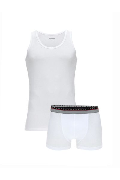 Pierre Cardin Men's White Singlet and Boxer Set of 2, Modal & Cotton & Lycra