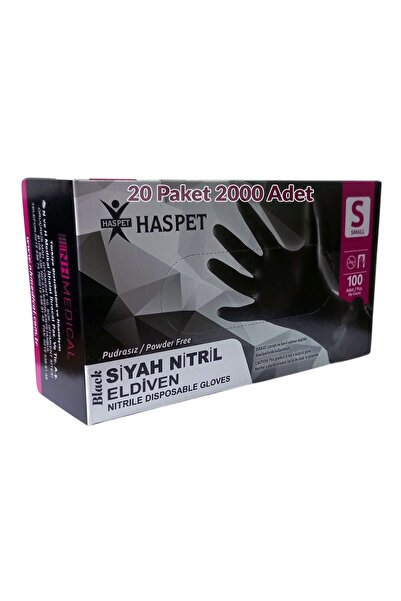 Has-Pet Black Nitrile Powder-Free Gloves Size S Twenty Pack 2000 Pieces