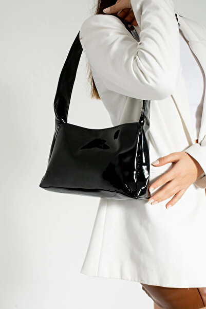 truvalıhelen Geantă de umăr pentru femei, geantă neagră strălucitoare, geantă...