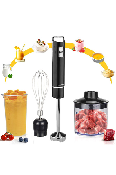 sonashi 4-In-1 Hand Blender, Stainless Steel Blades with 2 Speeds for Baby Food, Soup, Juice, 250 Watt
