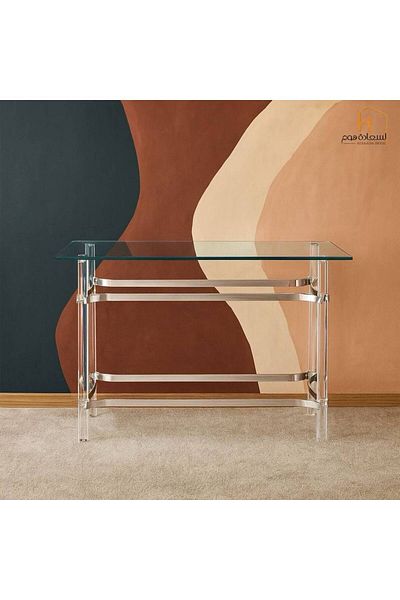 Al Saada Home Acrylic Console Table - Silver - 80 x 40 x 120 cm