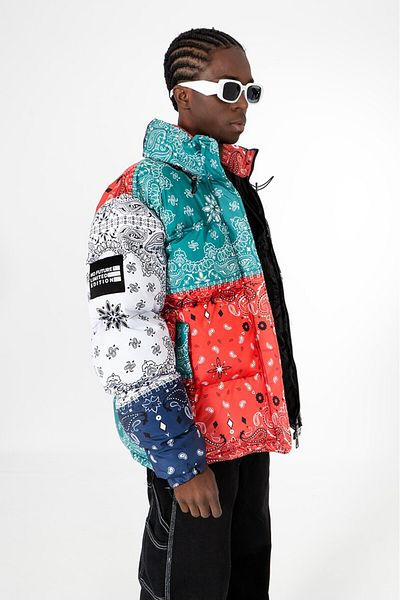 No Future Paisley Block Men's Puffer Coat Jacket Nf0502Ks