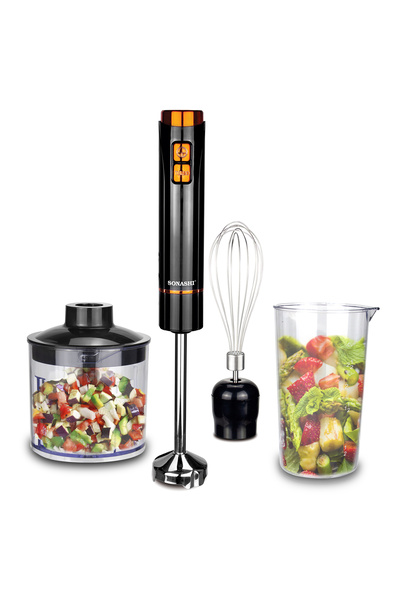 sonashi 4-In-1 Hand Blender, Stainless Steel Blades with 2 Speeds for Baby Food, Soup, Juice, 250 Watt