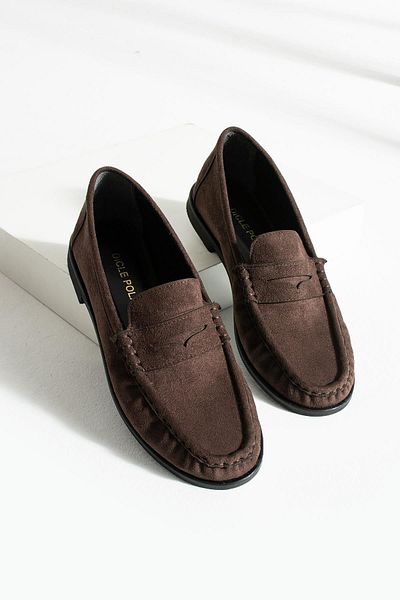 diclepolat Lucy Women's Loafer Saddle Detailed Comfortable Daily Shoes Brown Suede