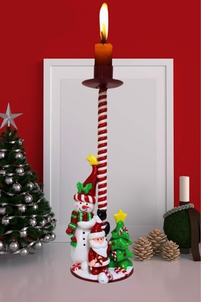 BeySüS Yılbaşı Dekoratif Kardan Adam Mumluk Şamdan 27 Cm