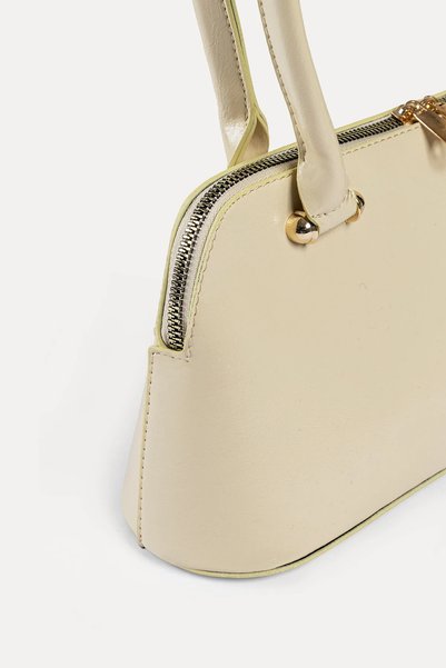 Melos Butik Women's Pastel Yellow Butter Yellow Leather Baguette Hand and Shoulder Bag